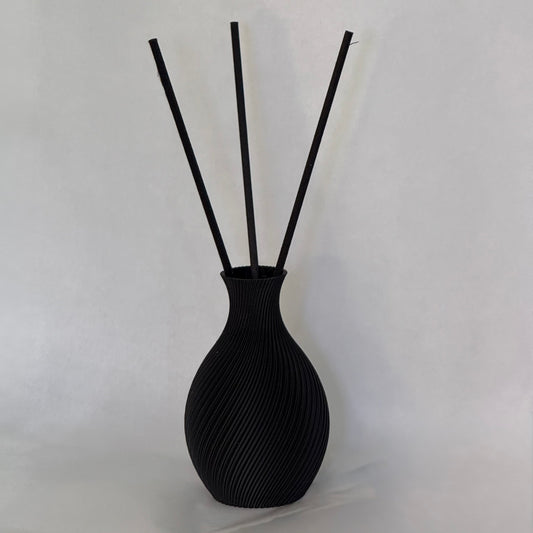 Black Spiral Vase – Modern Diffuser & Flower Holder