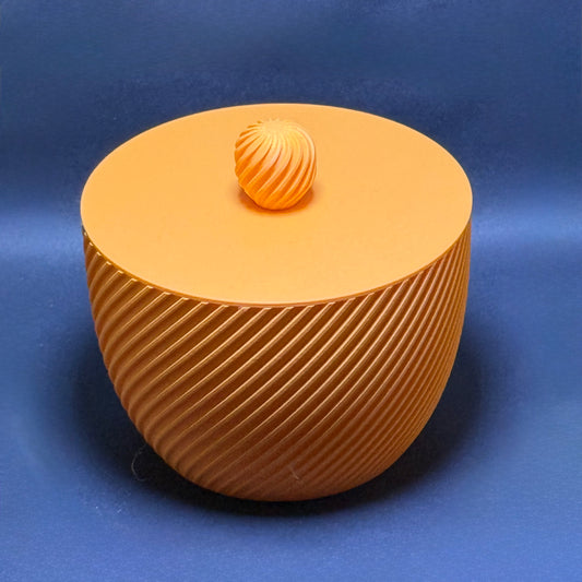 Orange Striped Storage Bowl with Lid – Stylish Home Organizer